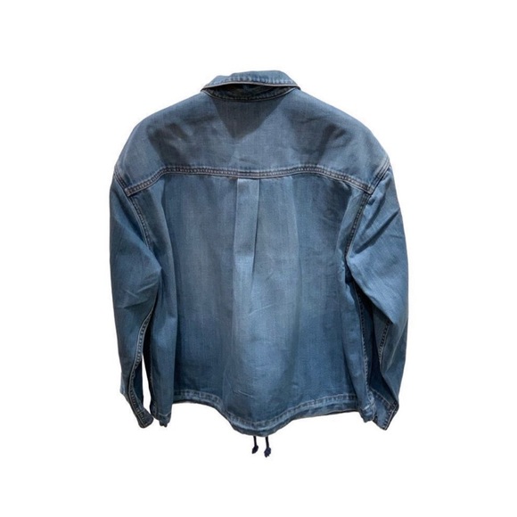 Madewell Denim Drawstring Military Shirt Jacket in Glenmar Wash Size Medium - Picture 4 of 6